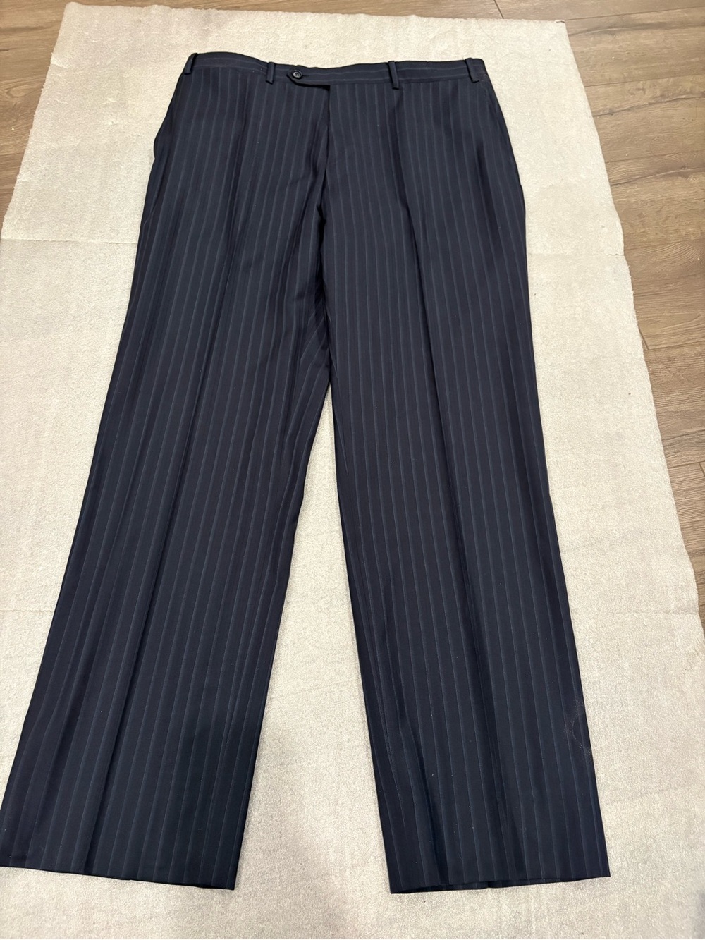 [IT54/US44]Canali Navy Pinstripe Wool Silk Dress Pants